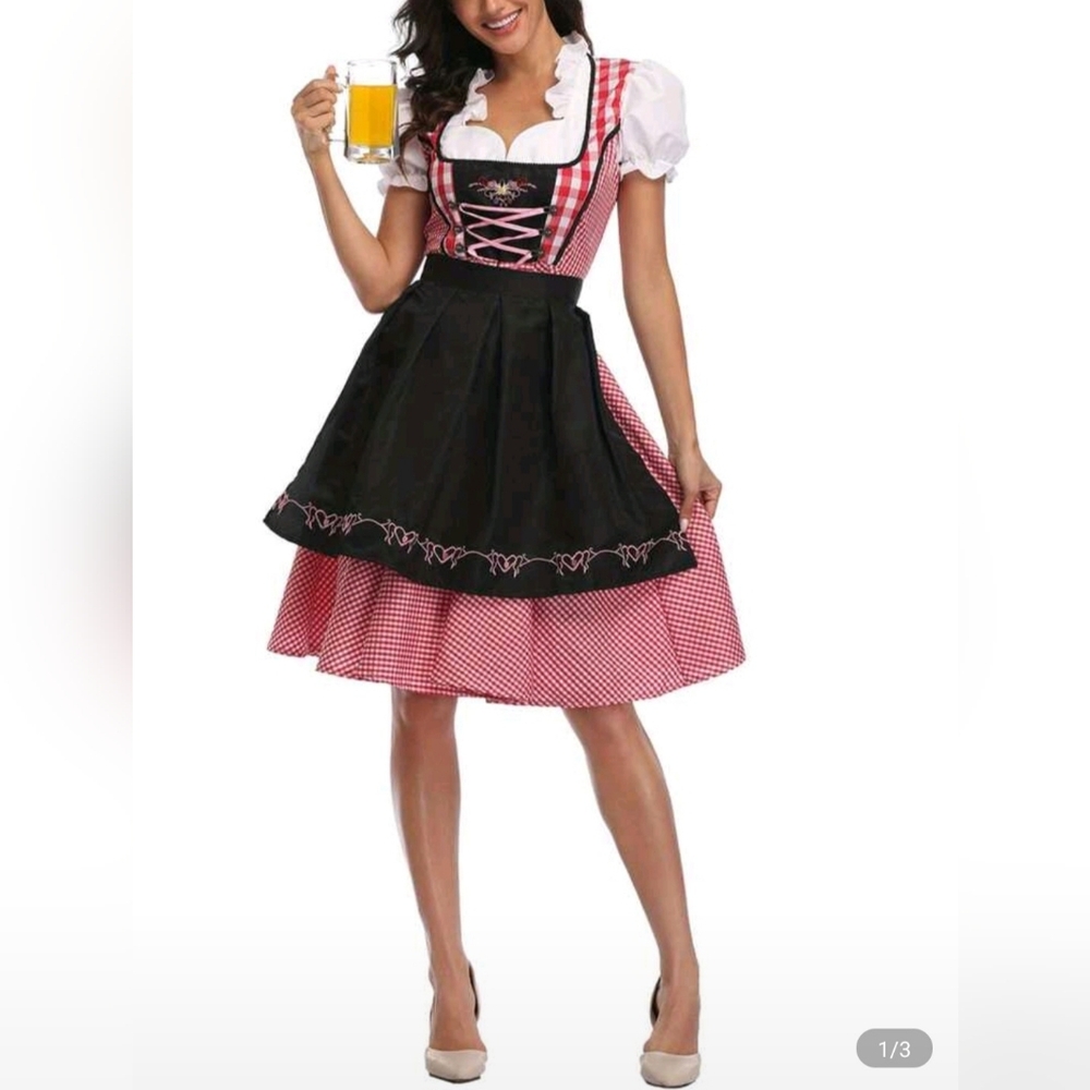 NEW Women's Oktoberfest Costume German Dirndl Dress Traditional Bavarian XL